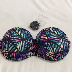 Pink Victoria’s Secret Where Everywhere Strapless Push-Up Bra 32D Dopamine Glam